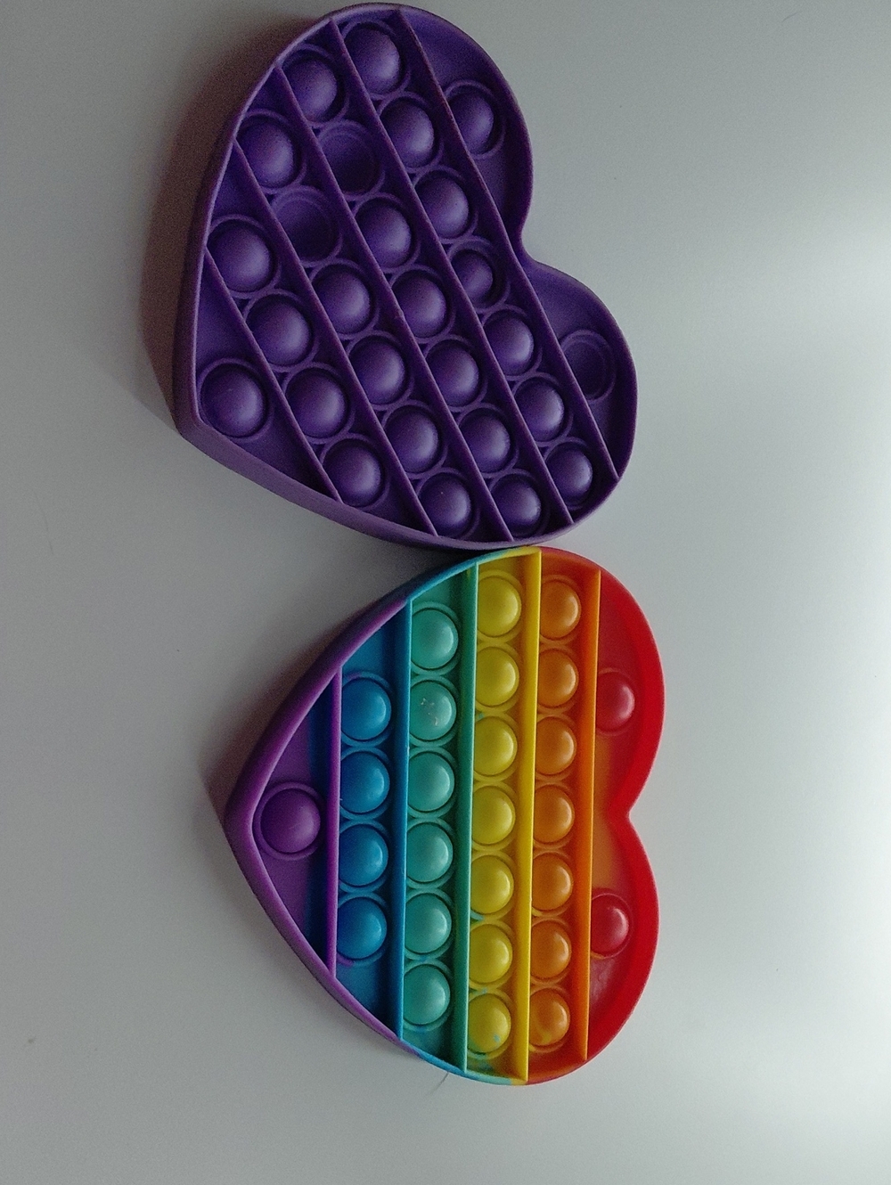 Heart-Shaped Pop It Fidget Toy - Purple and Rainbow
